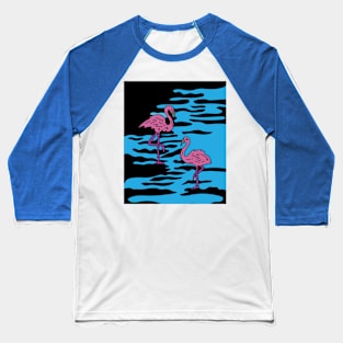 Funny Colorful Flamingos Free Nature Baseball T-Shirt